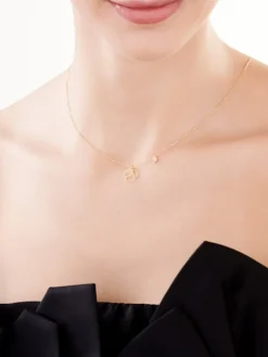 Naszyjnik srebrny z cyrkonią - kot, serce