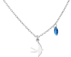 Naszyjnik srebrny z cyrkonią - jaskółka