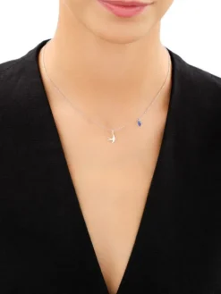 Naszyjnik srebrny z cyrkonią - jaskółka