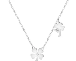 Naszyjnik srebrny z cyrkoniami - koniczyny