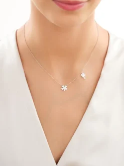 Naszyjnik srebrny z cyrkoniami - koniczyny