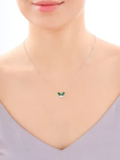 Naszyjnik srebrny z cyrkoniami - motyl