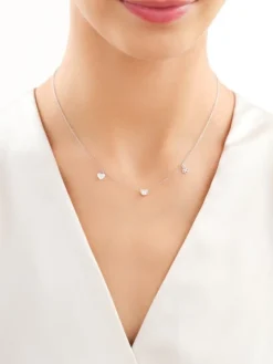 Naszyjnik srebrny z cyrkonią - koniczyna, serce