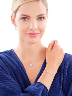 Naszyjnik srebrny z cyrkonia i emalią - koło