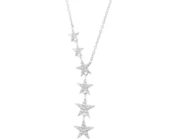 Naszyjnik srebrny z cyrkoniami - gwiazdy
