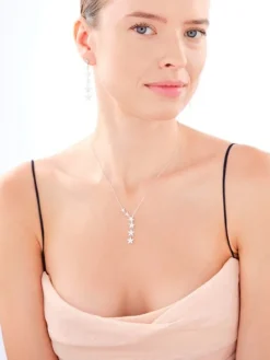 Naszyjnik srebrny z cyrkoniami - gwiazdy