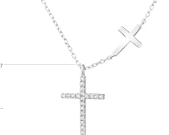 Naszyjnik srebrny z cyrkoniami - krzyże