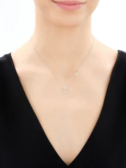 Naszyjnik srebrny z cyrkoniami - krzyże