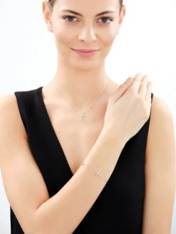 Naszyjnik srebrny z cyrkoniami - krzyże