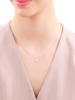 Naszyjnik srebrny z cyrkoniami - koniczyna, serce, nieskończoność