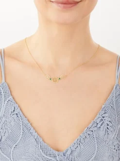 Naszyjnik srebrny z cyrkoniami - rozety