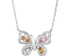Naszyjnik srebrny z cyrkoniami - motyl