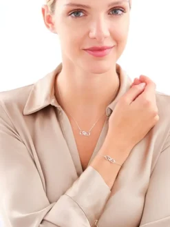 Naszyjnik srebrny z cyrkoniami - nieskończoność, serca