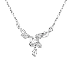 Naszyjnik srebrny z cyrkoniami - liście