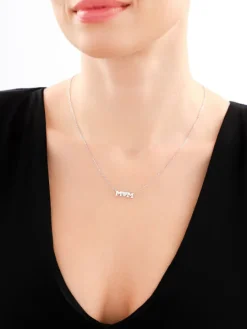 Naszyjnik srebrny z cyrkoniami - mama, serce