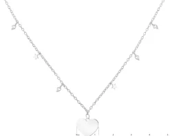 Naszyjnik srebrny z cyrkoniami - serce, gwiazdy