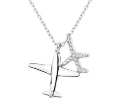 Naszyjnik srebrny z cyrkoniami - samoloty