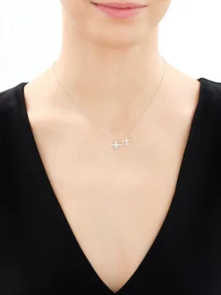 Naszyjnik srebrny z cyrkoniami - samoloty