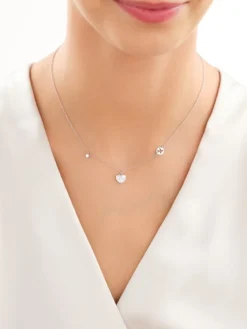 Naszyjnik srebrny z cyrkonią - serce, samolot, planeta