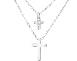 Naszyjnik srebrny z cyrkoniami - krzyże