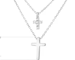 Naszyjnik srebrny z cyrkoniami - krzyże