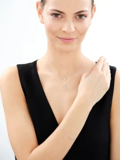 Naszyjnik srebrny z cyrkoniami - krzyże