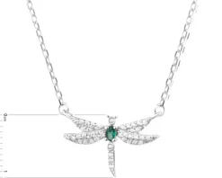 Naszyjnik srebrny z cyrkoniami - ważka