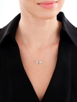 Naszyjnik srebrny z cyrkoniami - ważka