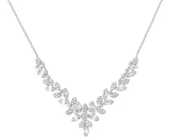 Naszyjnik srebrny z cyrkoniami - liście