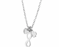 Naszyjnik srebrny z cyrkonią - nieskończoność, koniczyna, serce