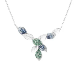Naszyjnik srebrny z cyrkoniami - liście
