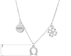 Naszyjnik srebrny z cyrkoniami - podkowa, koniczyna