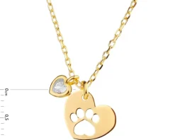 Naszyjnik srebrny z cyrkonią - serca, łapka