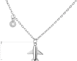 Naszyjnik srebrny z cyrkonią - samolot