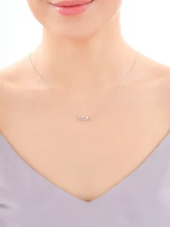 Naszyjnik srebrny z cyrkoniami - mama, serce