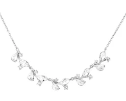 Naszyjnik srebrny z cyrkoniami - liście