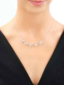 Naszyjnik srebrny z cyrkoniami - liście