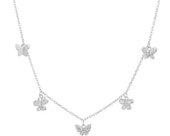 Naszyjnik srebrny z cyrkoniami - motyle