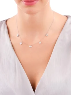 Naszyjnik srebrny z cyrkoniami - motyle