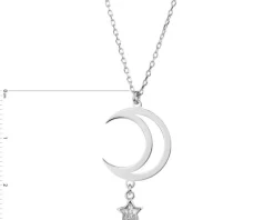 Naszyjnik srebrny z cyrkoniami - Księżyc, gwiazda