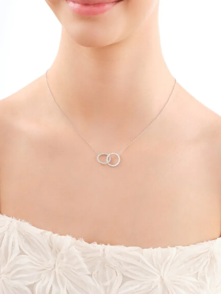 Naszyjnik srebrny z cyrkoniami - koła