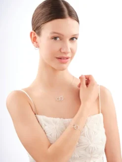 Naszyjnik srebrny z cyrkoniami - koła