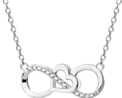 Naszyjnik srebrny z cyrkoniami - nieskończoności, serce