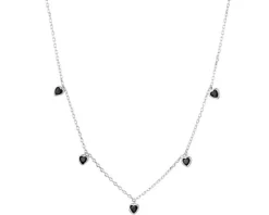 Naszyjnik srebrny z cyrkoniami - serca