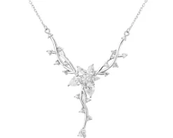 Naszyjnik srebrny z cyrkoniami - kwiaty