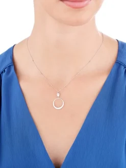 Naszyjnik srebrny z cyrkonią - koło, kulki