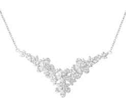 Naszyjnik srebrny z cyrkoniami - kwiaty