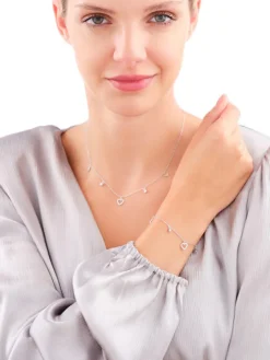 Naszyjnik srebrny z cyrkoniami - serca