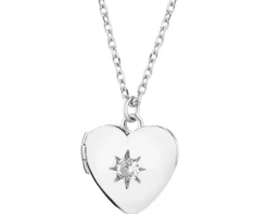 Naszyjnik srebrny z cyrkonią - puzderko, serce