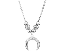 Naszyjnik srebrny z cyrkoniami - Księżyc, kulki
